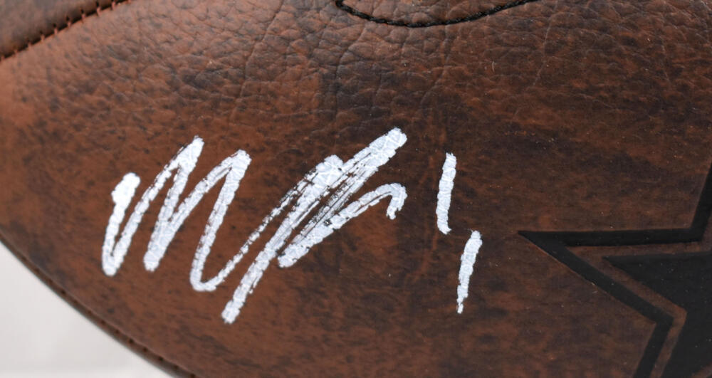 Micah Parsons Autographed Dallas Cowboys Distressed Logo Football- Fanatics