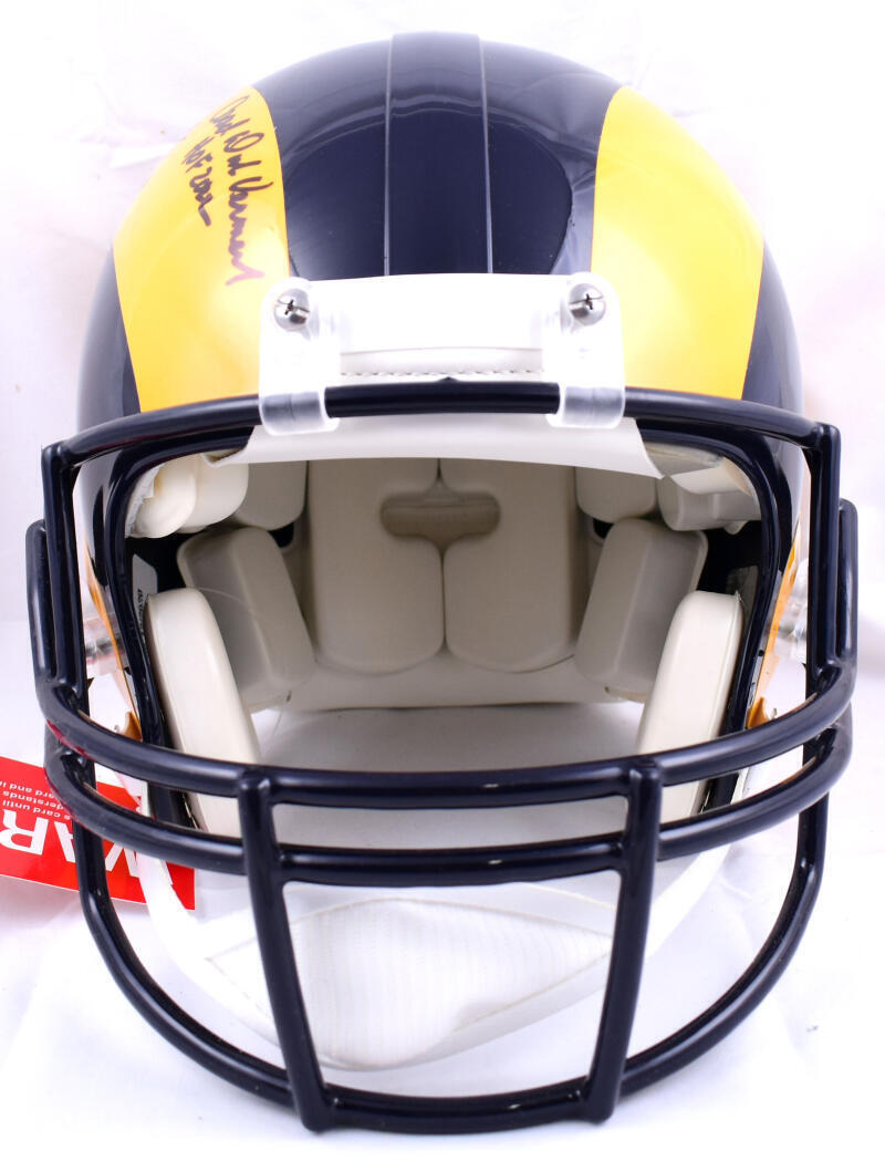 M. Faulk K. Warner D. Vermeil Signed F/S Rams Authentic Helmet w/HOF- BA W Holo