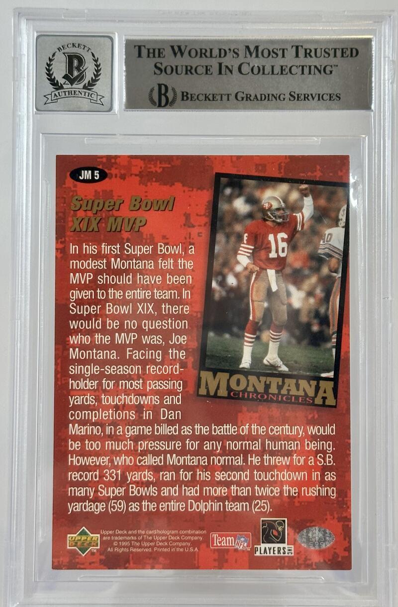 1995 Collector's Choice Joe Montana #JM5 Auto San Francisco 49ers BGS Auto 10