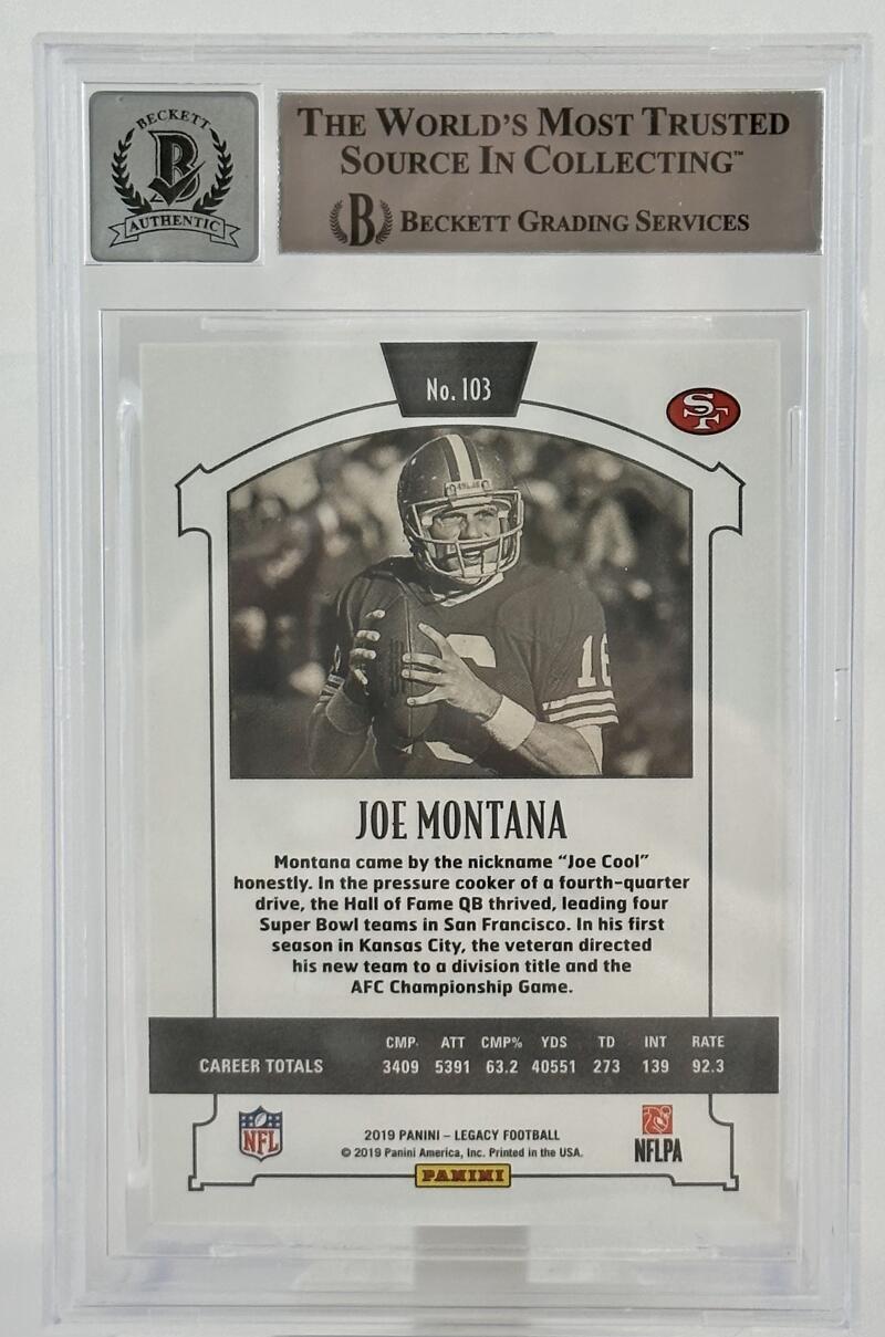 2019 Panini Legacy Red #103 Joe Montana Auto San Francisco 49ers BGS Autograph