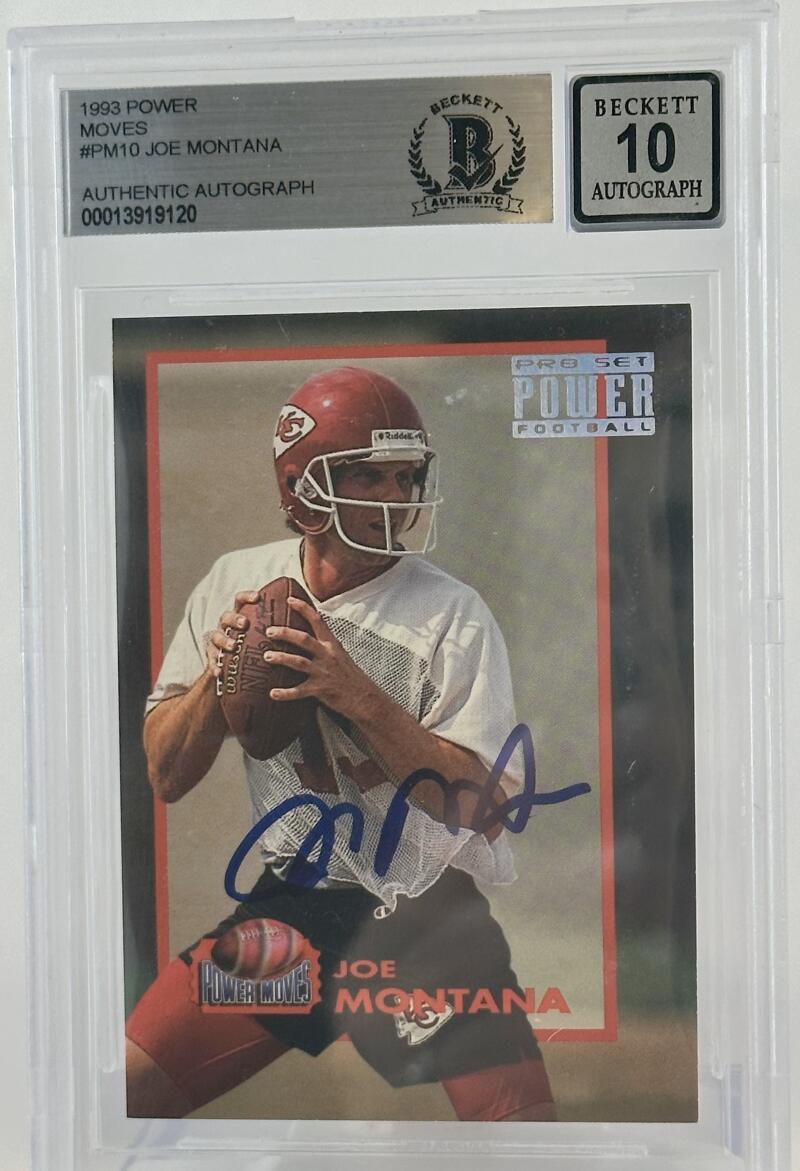 1993 Power Moves #PM10 Joe Montana Auto San Francisco 49ers BGS Autograph 10