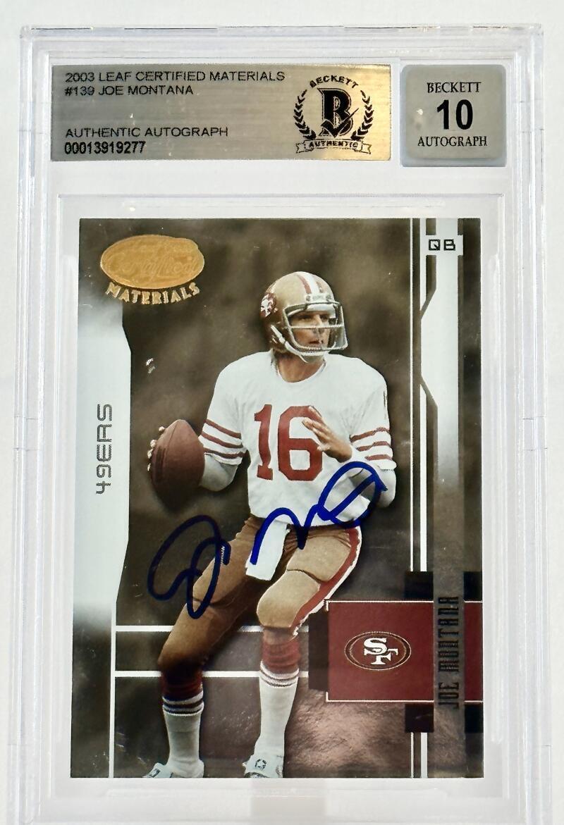 2003 Leaf Certified Materials #139 Joe Montana Auto SF 49ers BGS Autograph 10