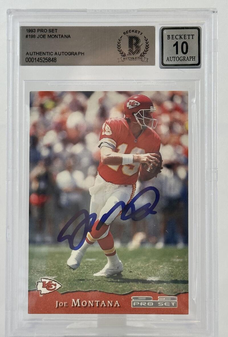 1993 Pro Set #198 Joe Montana Auto Kansas City Chiefs BGS Autograph 10