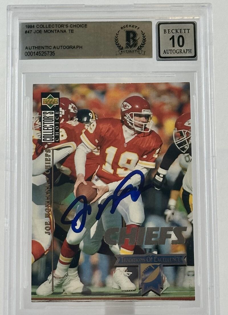 1994 Collector's Choice #47 Trad of Excellence Joe Montana Auto KC BGS Auto 10
