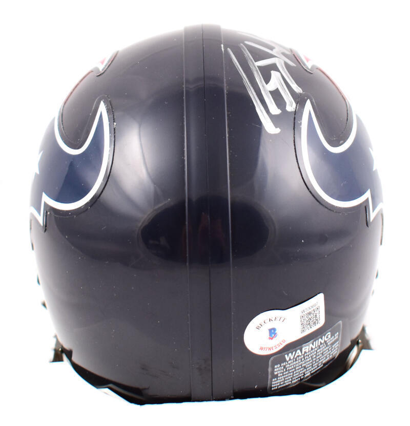 JJ Watt Autographed Houston Texans Mini Helmet- Beckett W Hologram *Silver