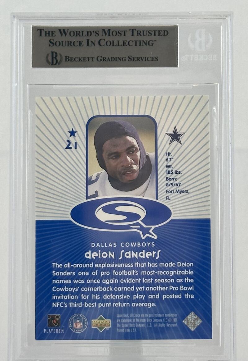 1998 Upper Deck Choice Starquest #21 Deion Sanders Autograph Beckett Authentic