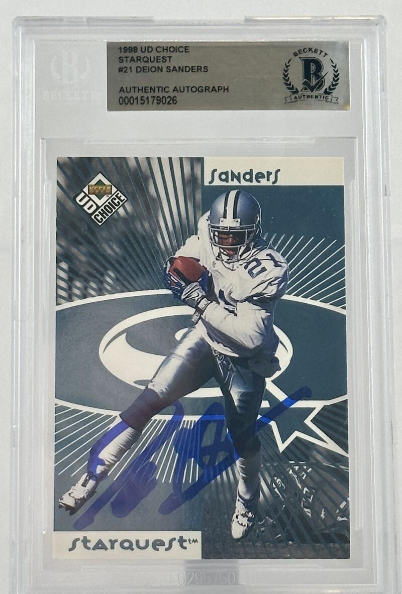 1998 Upper Deck Choice Starquest #21 Deion Sanders Autograph Beckett Authentic