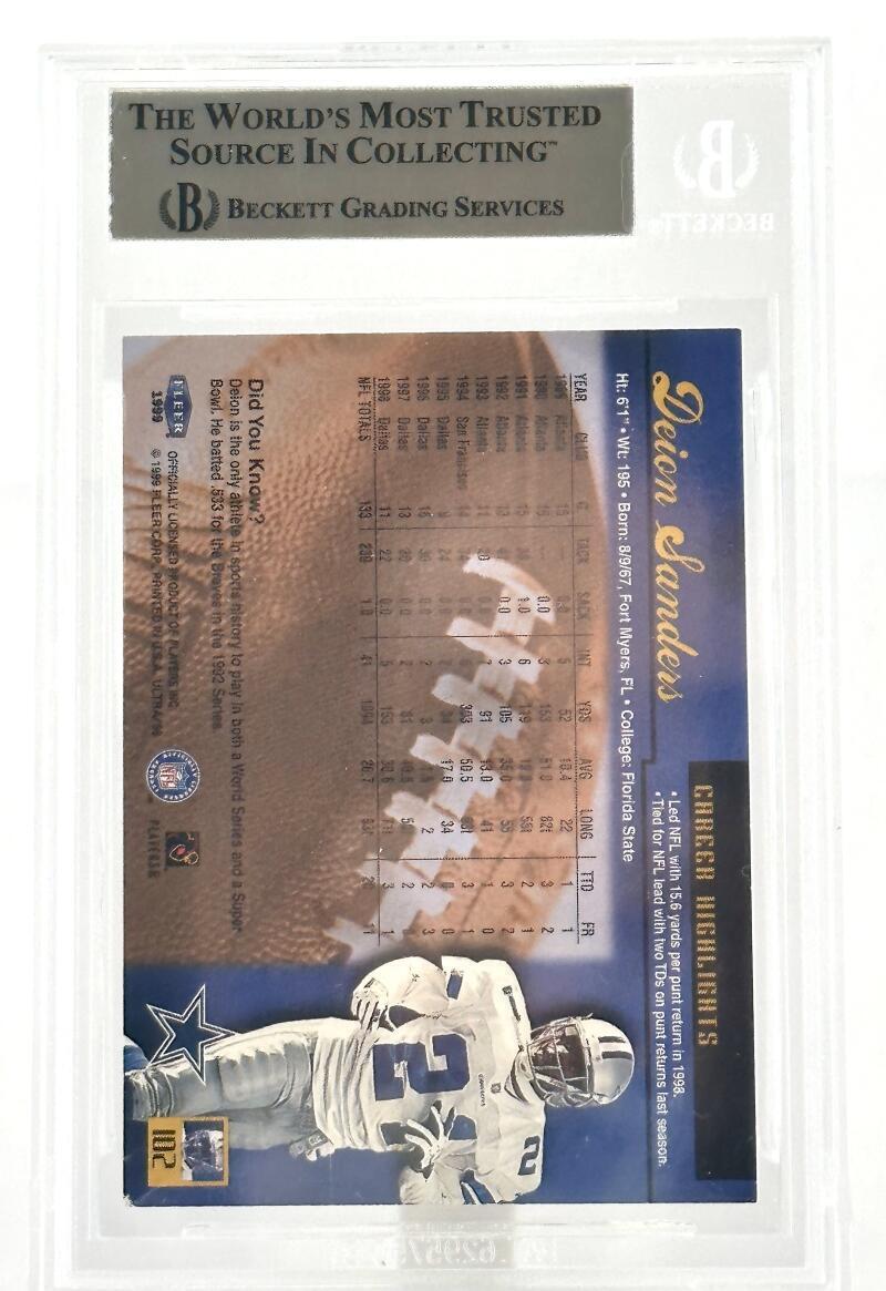 1999 Fleer Ultra #102 Deion Sanders Dallas Cowboys Autograph Beckett Authentic