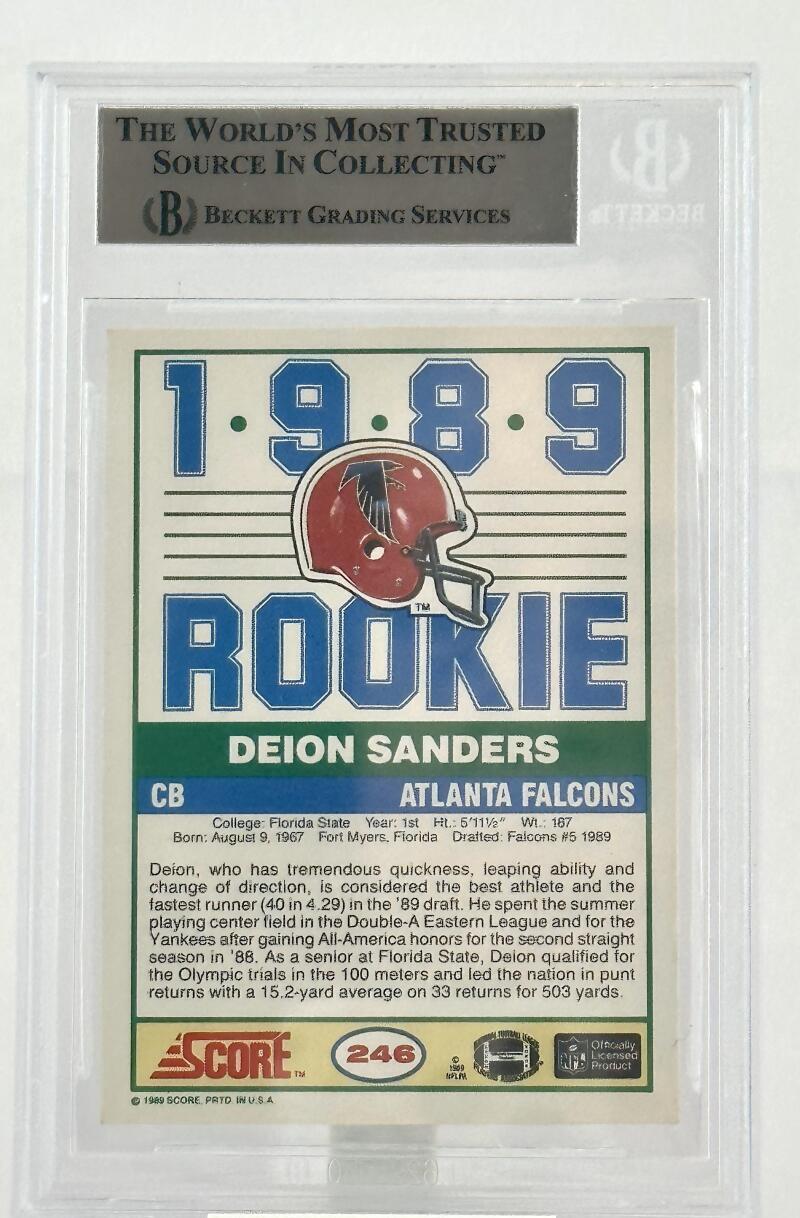 1989 Score #246 Deion Sanders Atlanta Falcons BGS Autograph 10