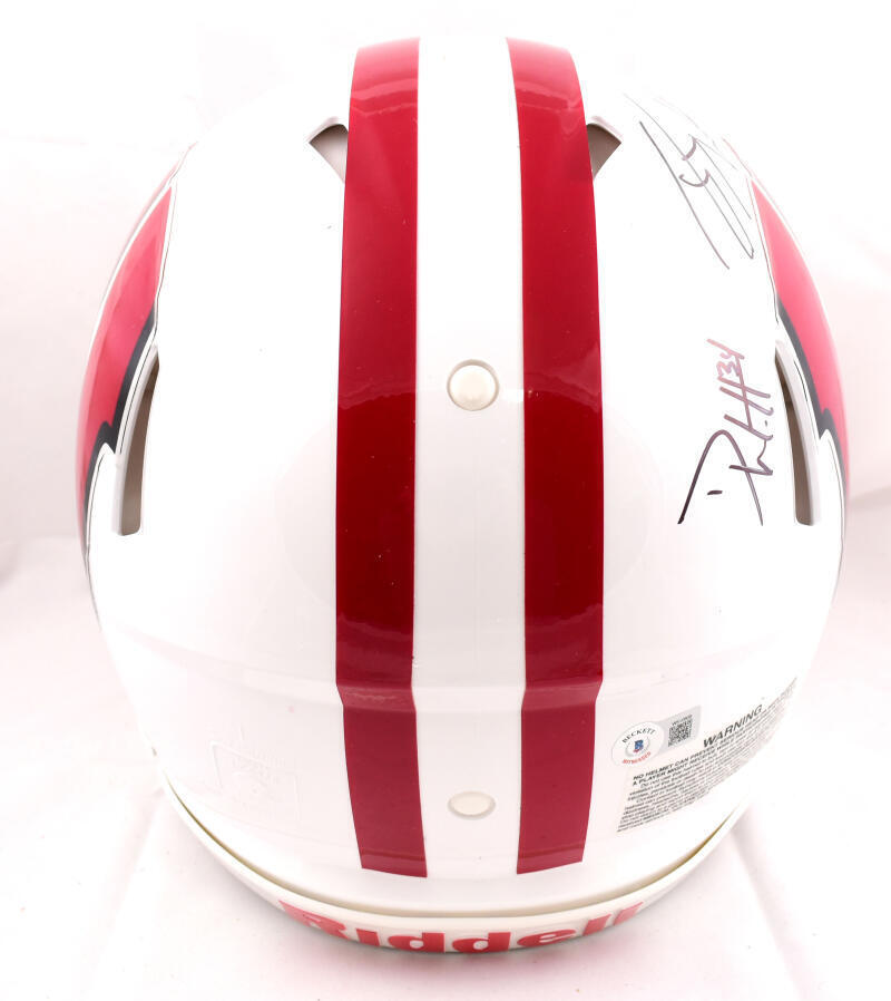 Derek TJ JJ Watt Signed Wisconsin F/S Speed Authentic Helmet-Beckett W Hologram