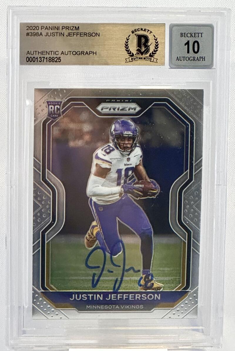 2020 Panini Prizm #398A Justin Jefferson Auto Minnesota Vikings BGS Autograph 10