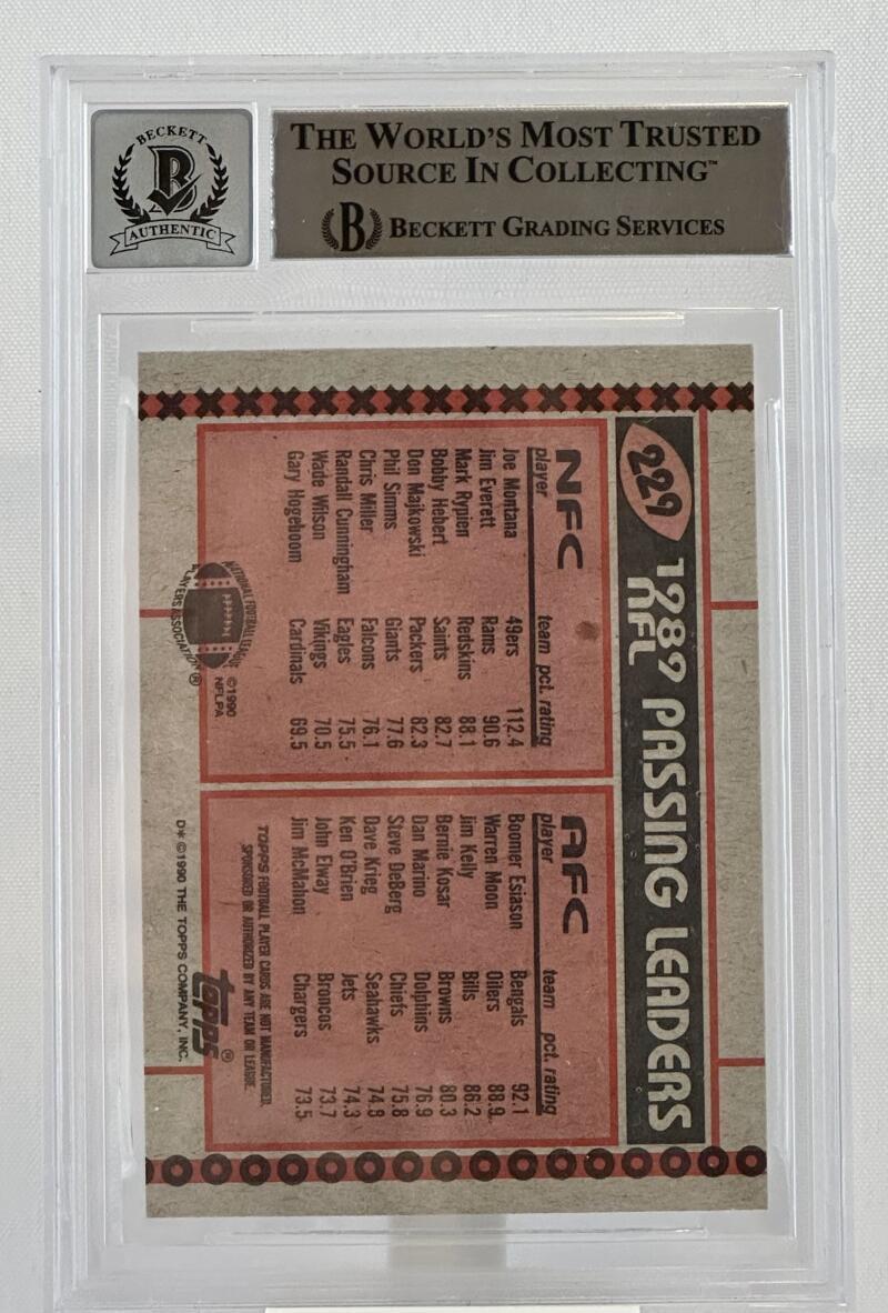 1990 Topps #229A Joe Montana Boomer Esiason Dual Signed BGS Autograph 10