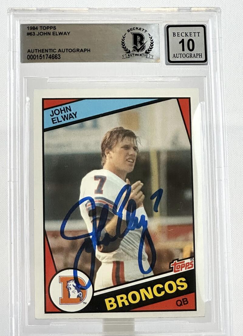 1984 Topps #63 John Elway Auto Denver Broncos BGS Autograph 10