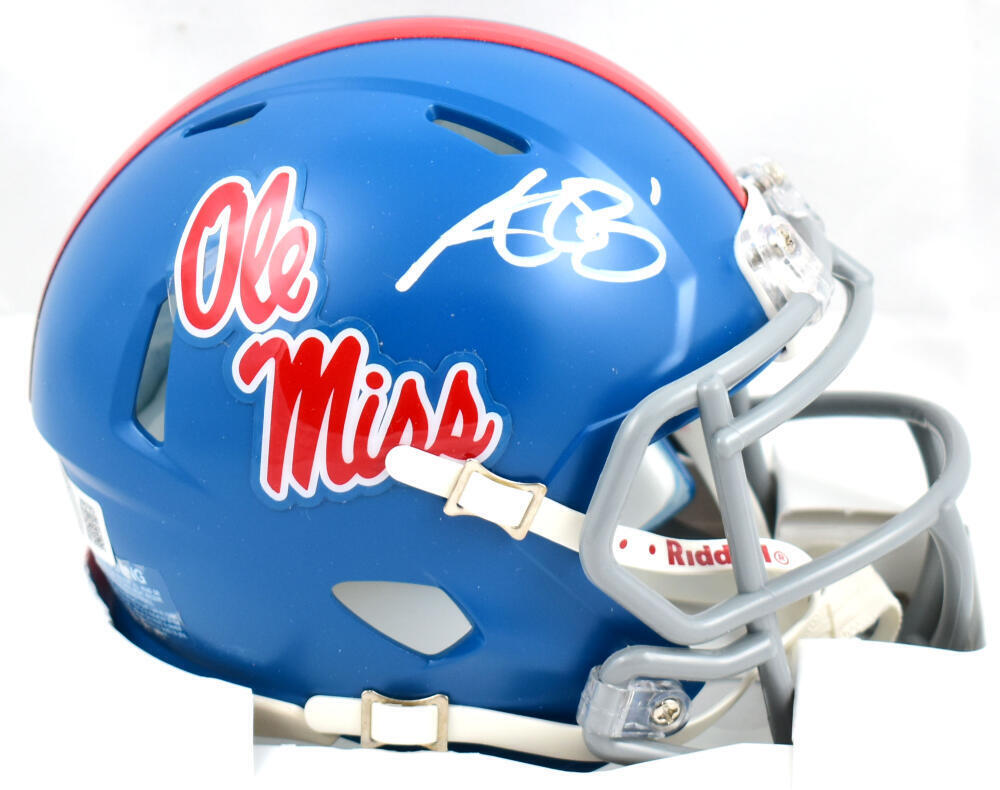 AJ Brown Autographed Ole Miss Rebels Speed Mini Helmet- Beckett W Hologram