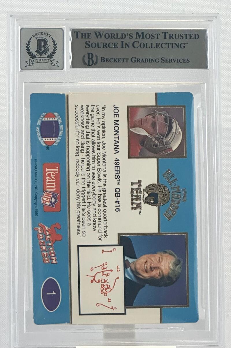 1990 Action Packed All-Madden #1 Joe Montana Auto SF 49ers BGS Autograph 10
