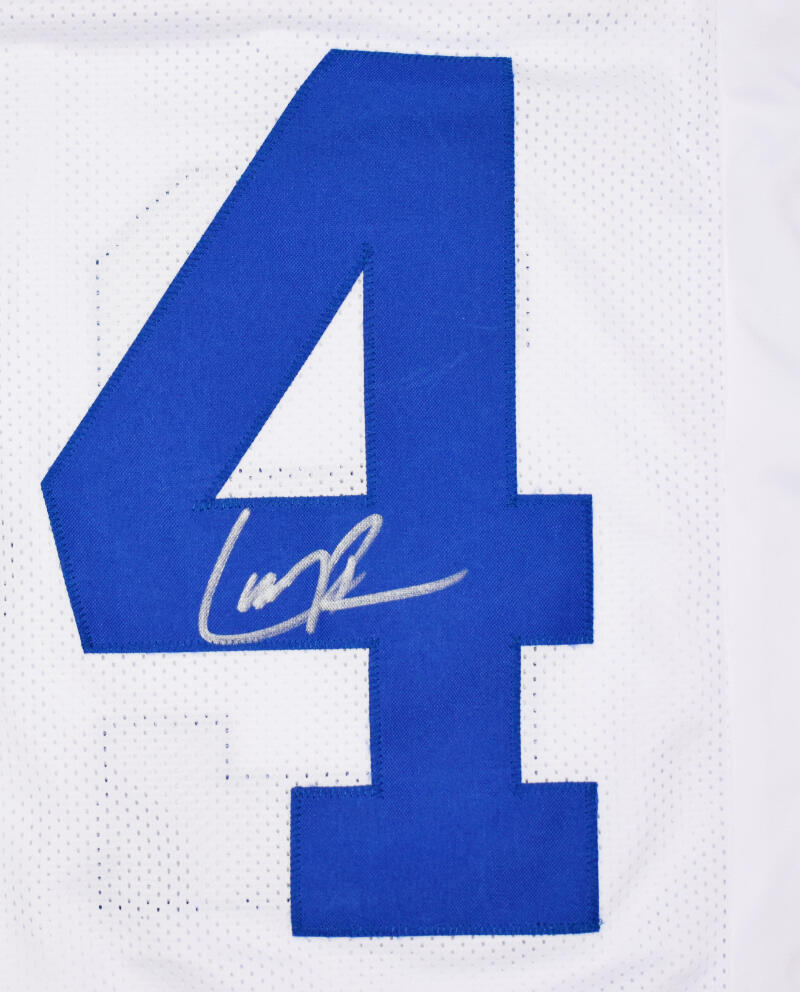 Larry Brown Autographed White Pro Style Jersey- Prova *Silver