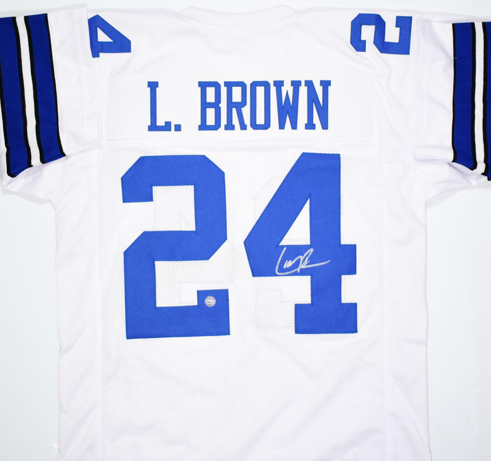 Larry Brown Autographed White Pro Style Jersey- Prova *Silver