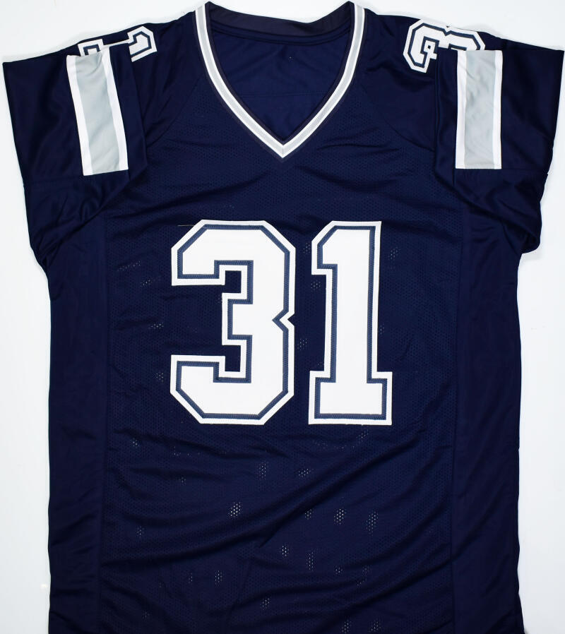 George Teague Autographed Blue Pro Style Jersey w/Defender of the Star-Prova