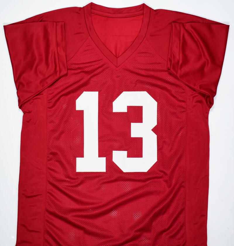 George Teague Autographed Crimson College Style Jersey w/ 92 Champs - Prova