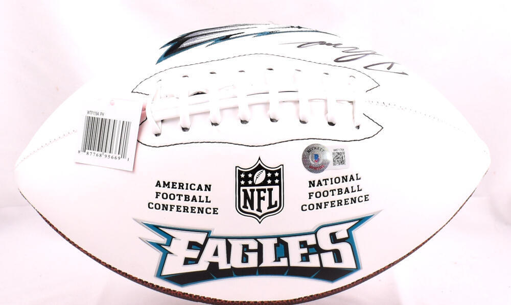 D'Andre Swift Autographed Philadelphia Eagles Logo Football-Beckett W Hologram