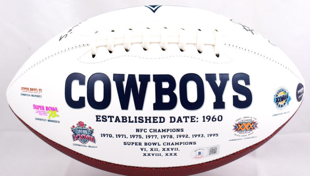 Roy Williams Autographed Cowboys Logo Football w/America's Team-Beckett W Holo