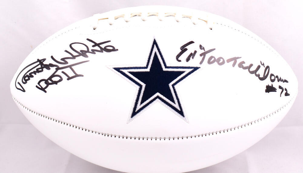 Randy White Ed "Too Tall" Jones Signed Cowboys Logo Football w/DDII-BeckettWHolo