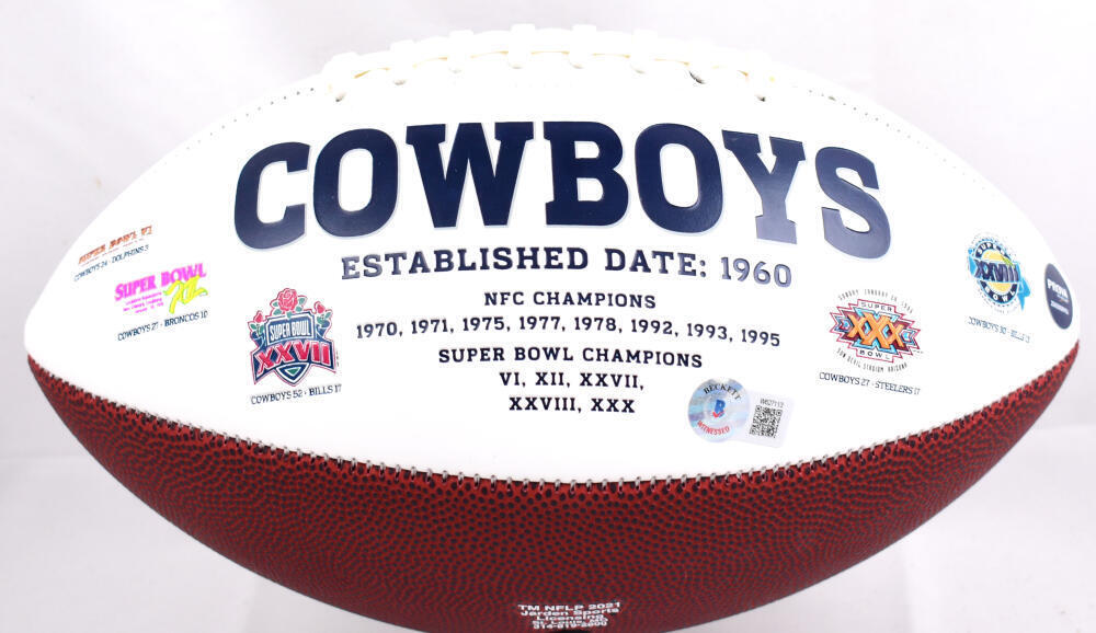 Ed "Too Tall" Jones Signed Cowboys Logo Football w/SB Champs -Beckett W Hologram