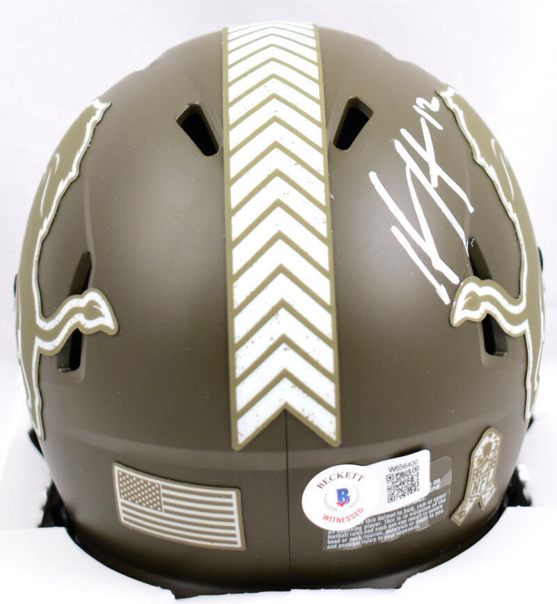 Hendon Hooker Signed Lions Salute to Service Speed Mini Helmet-Beckett W Holo