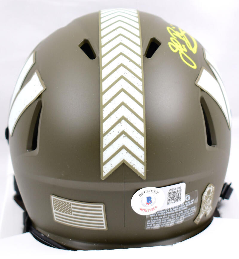 John Riggins Signed Commanders Salute to Service Speed Mini Helmet-BeckettW Holo