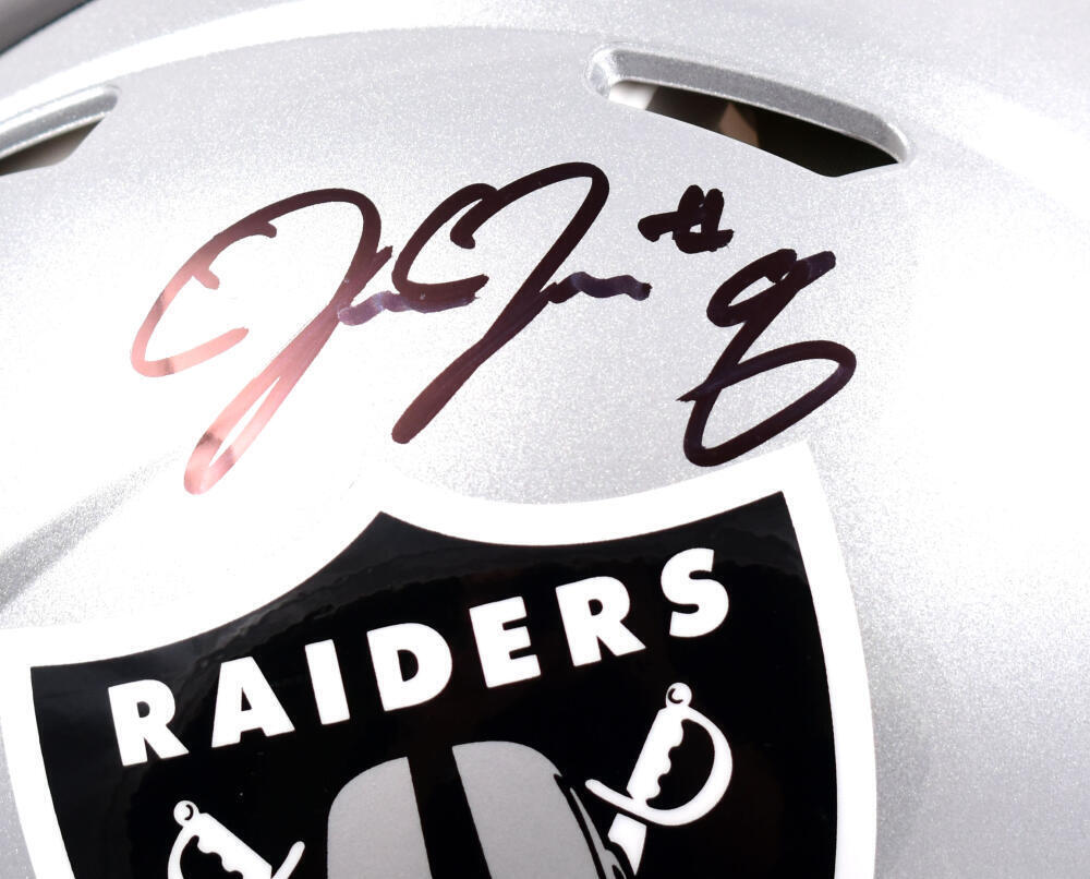 Josh Jacobs Autographed Raiders F/S Speed Authentic Helmet #8- Beckett W Holo