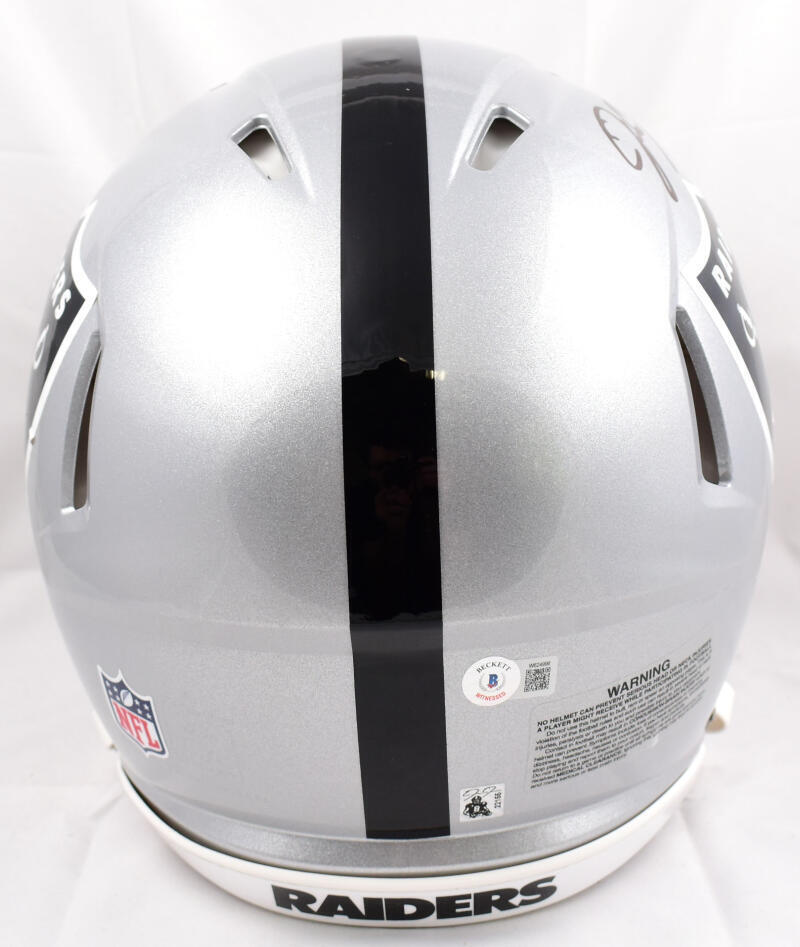Josh Jacobs Autographed Raiders F/S Speed Authentic Helmet #8- Beckett W Holo
