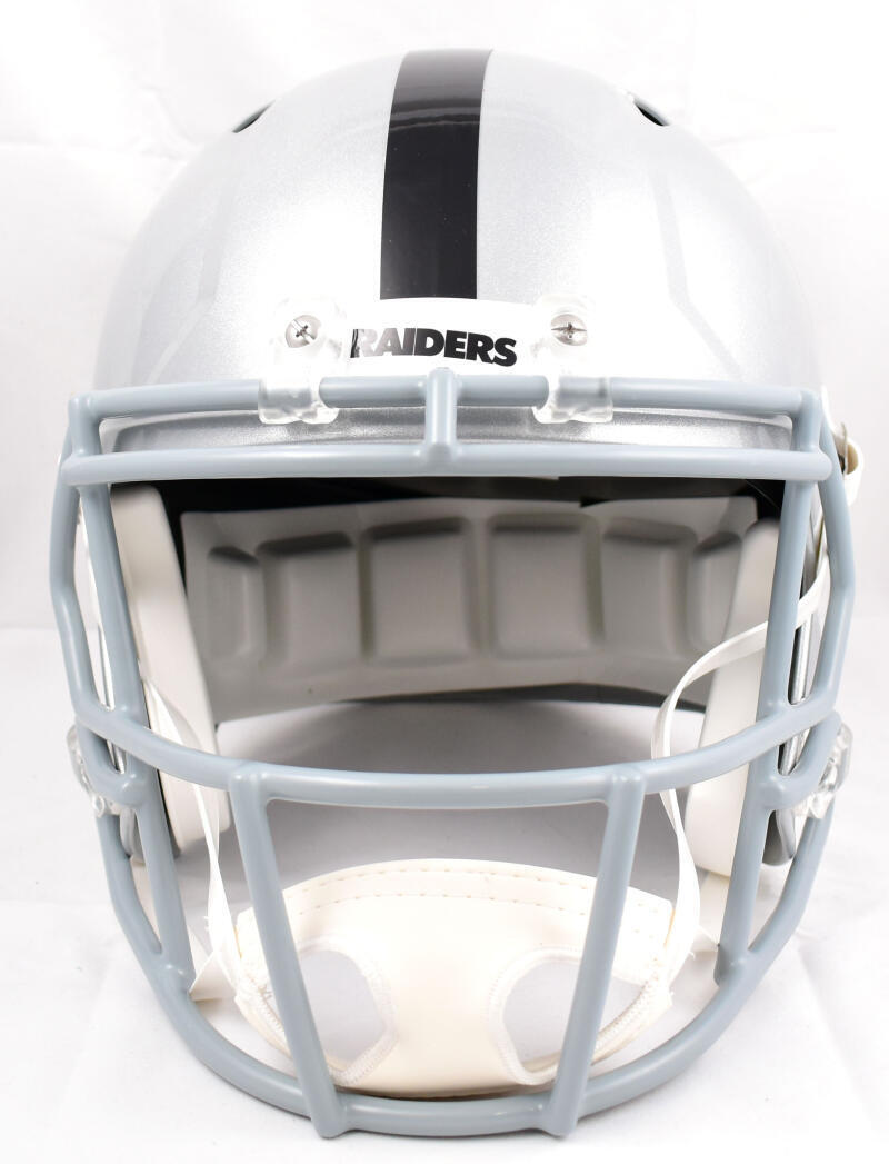 Sebastian Janikowski Signed Raiders F/S Speed Helmet w/Just Win Baby-Beckett W