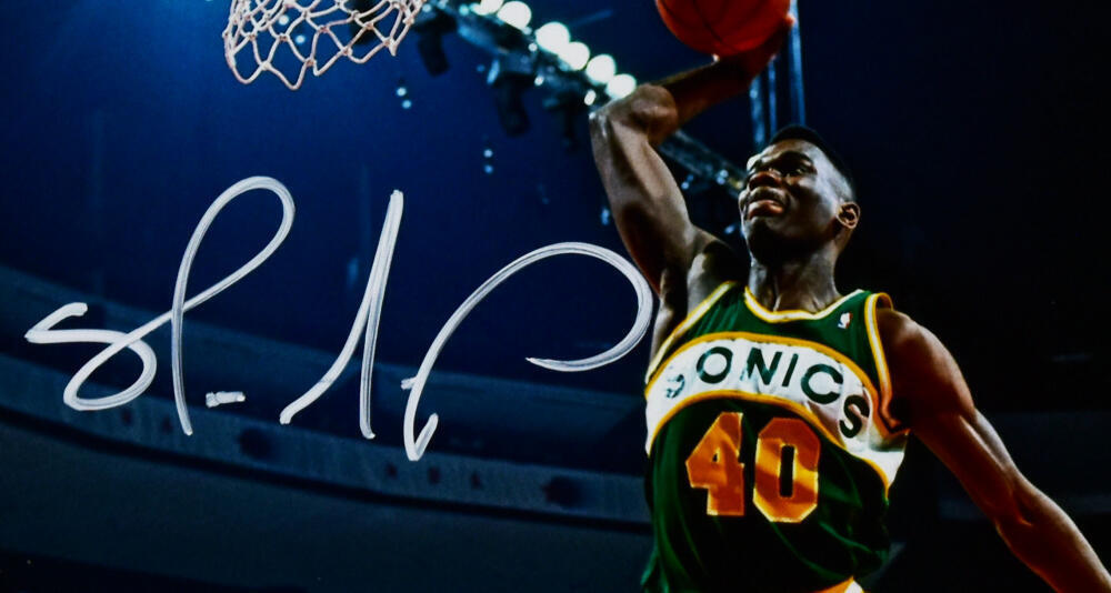 Shawn Kemp Autographed Seattle Supersonics 8x10 Dunking Photo- Beckett W Holo