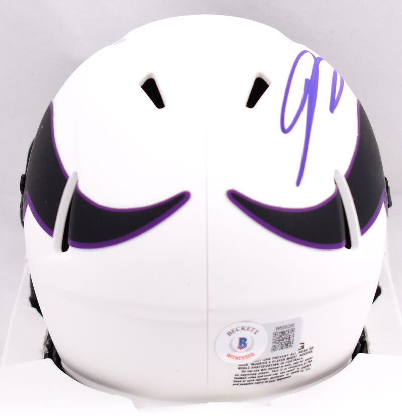 Jordan Addison Signed Minnesota Vikings Lunar Speed Mini Helmet- Beckett W Holo