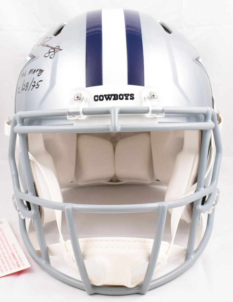 Drew Pearson Roger Staubach Signed Cowboys F/S Speed Authentic Helmet- Beckett W