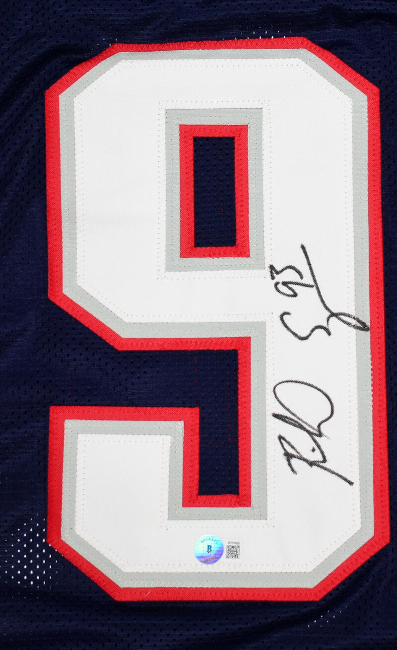 Richard Seymour Autographed Blue Pro Style STAT Jersey- Beckett W Holo *Black*UP