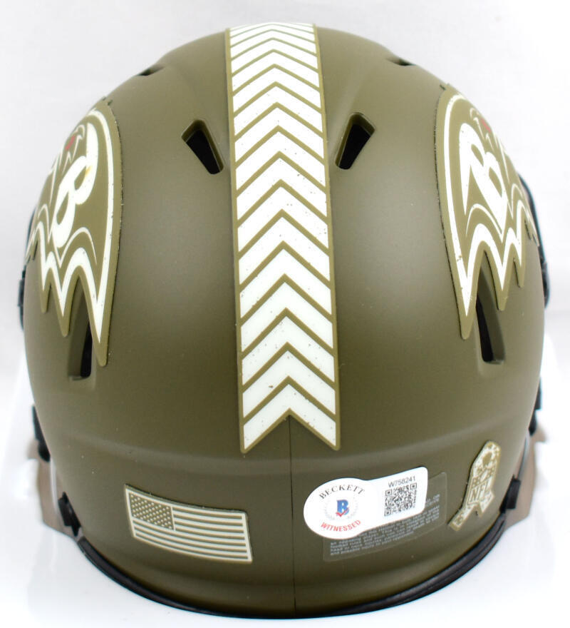 Ed Reed Signed Ravens Salute to Service Speed Mini Helmet - Beckett W Hologram