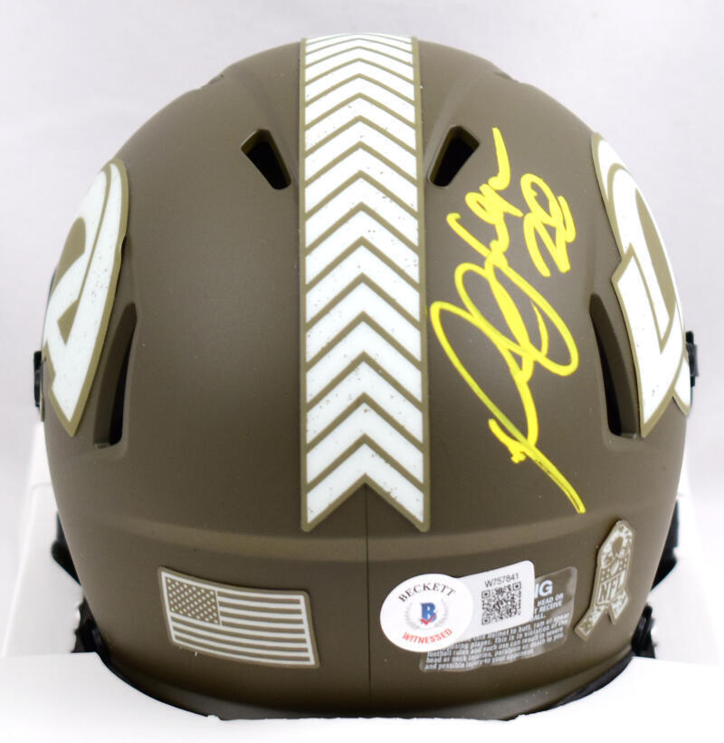 Marshall Faulk Signed Rams Salute to Service Speed Mini Helmet-Beckett W Holo
