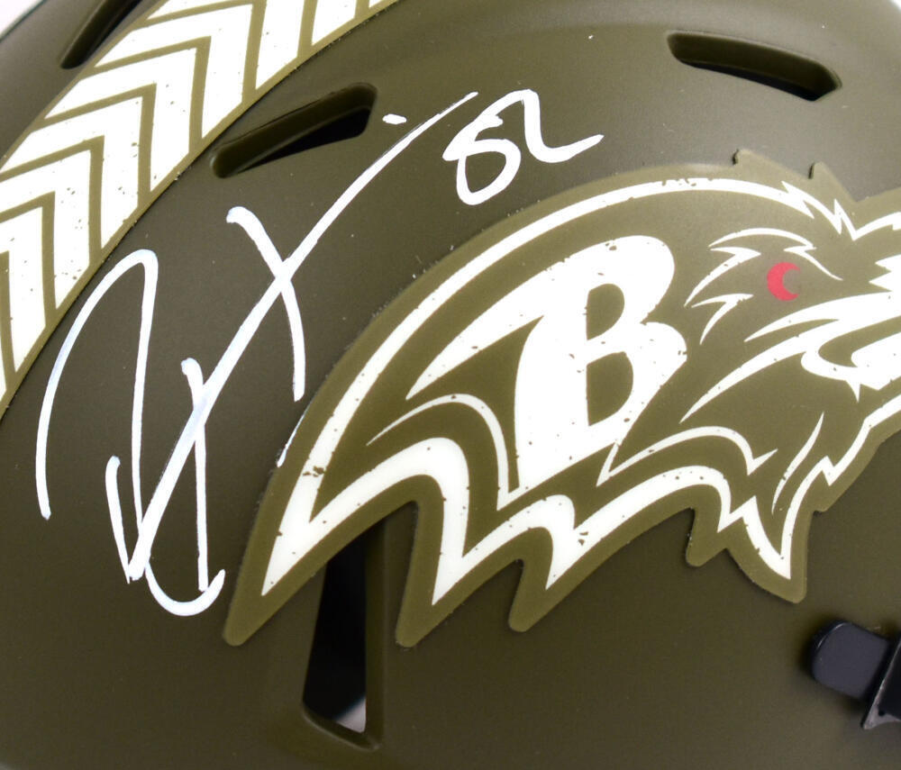 Ray Lewis Signed Ravens Salute to Service Speed Mini Helmet-Beckett W Hologram