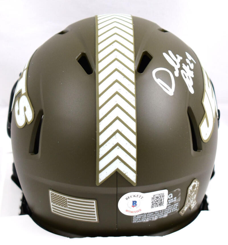Darrelle Revis Signed Jets Salute to Service Speed Mini Helmet - Beckett W Holo