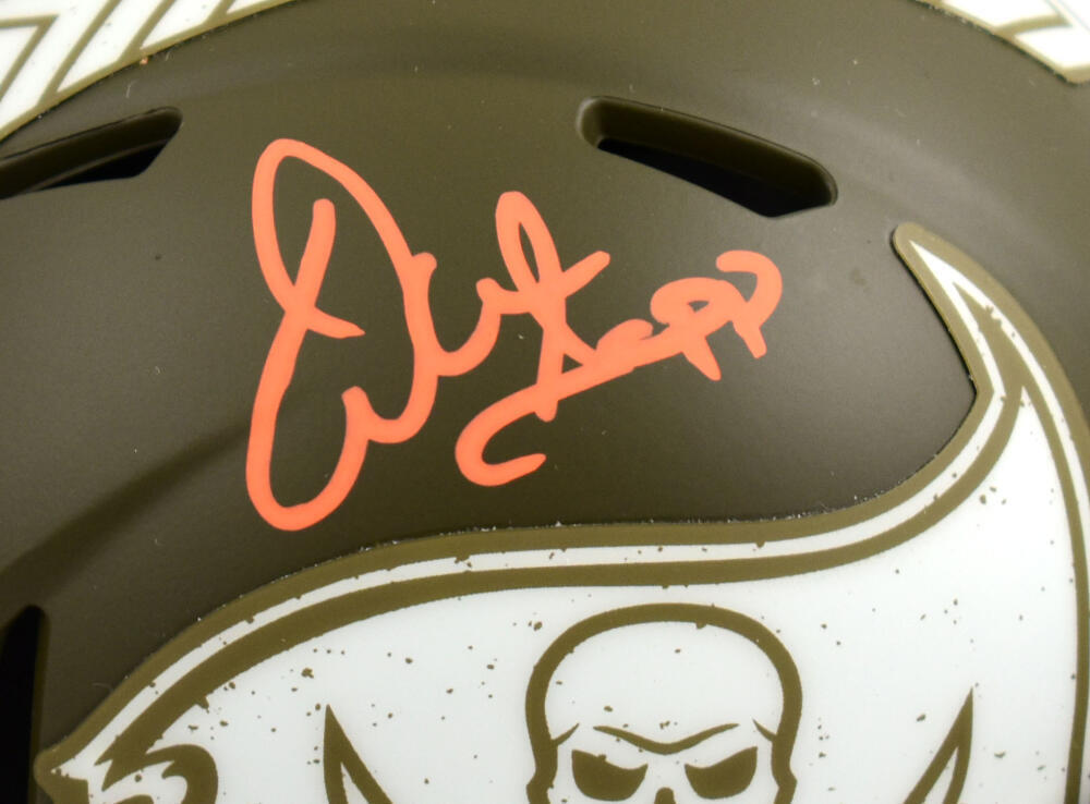 Warren Sapp Signed Buccaneers Salute to Service Speed Mini Helmet-Beckett W Holo