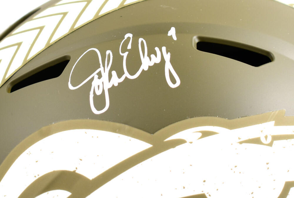 John Elway Signed Denver Broncos F/S Salute to Service Speed Helmet-BeckettWHolo