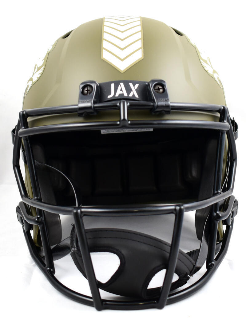 Fred Taylor Signed Jaguars F/S Salute to Service Speed Helmet - Beckett W Holo