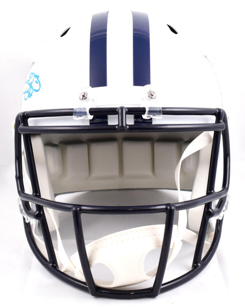 Emmitt Smith Autographed F/S Cowboys Flat White Speed Helmet- Beckett W Hologram