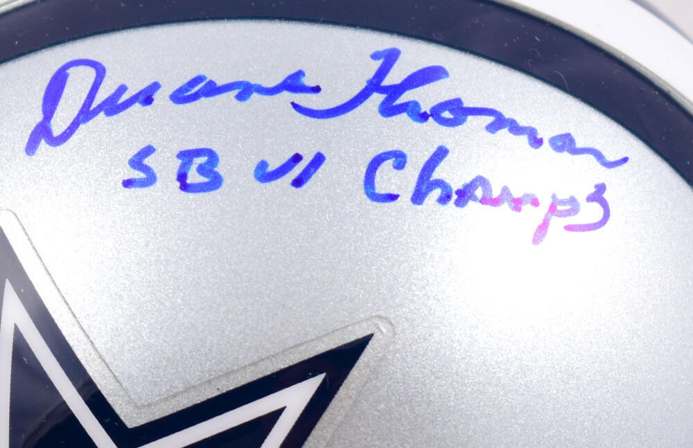 Duane Thomas Autographed Dallas Cowboys Mini Helmet W/ SB Champs- JSA W *Blue