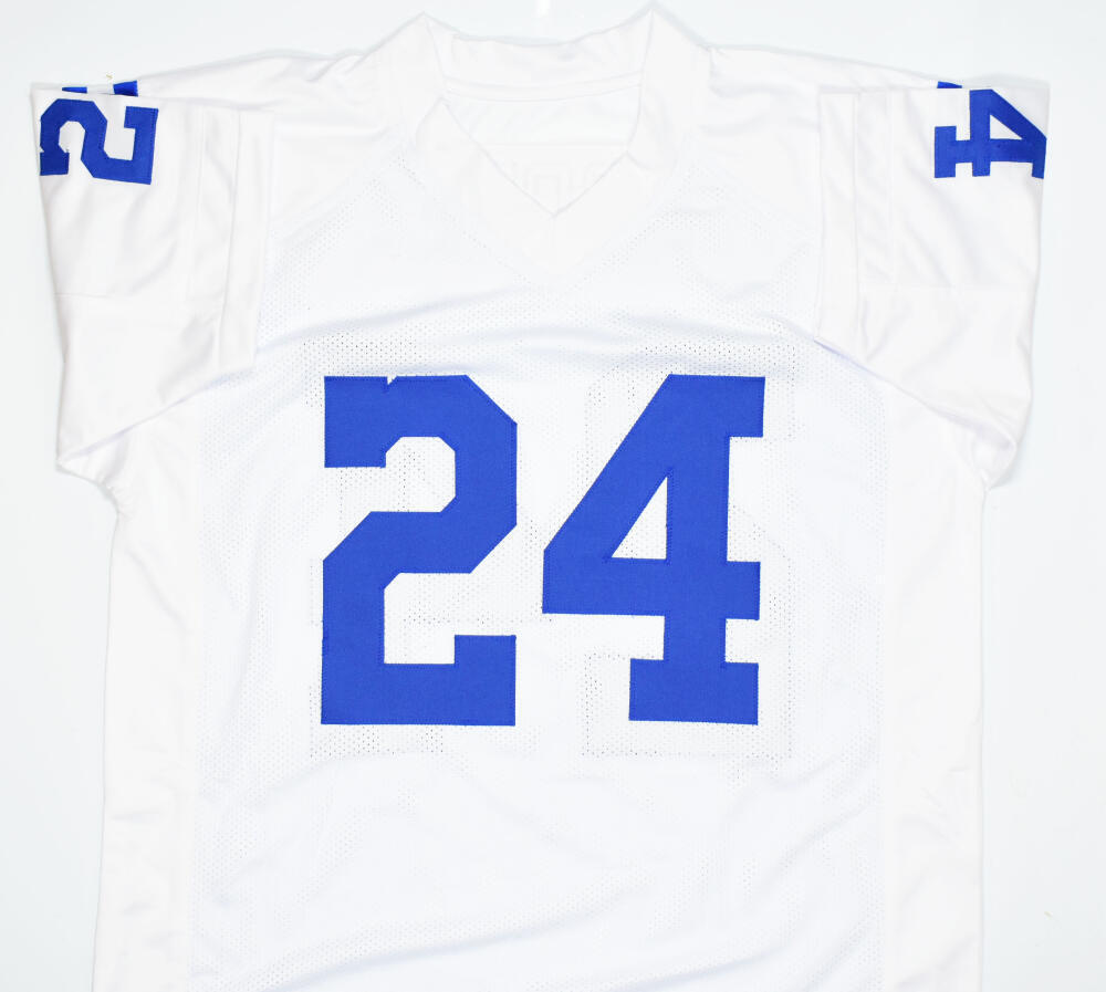 Lenny Moore Autographed White Pro Style Jersey w/HOF-Beckett W Hologram *Silver
