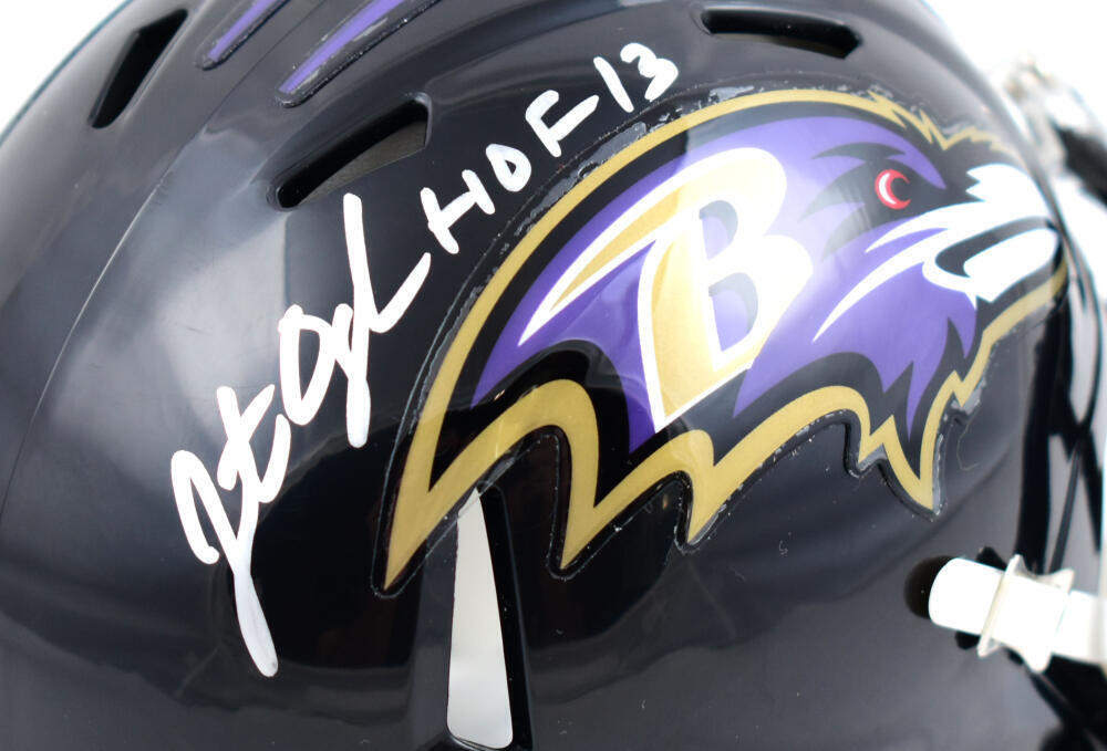 Jonathan Ogden Autographed Baltimore Ravens Speed Mini Helmet w/HOF - Beckett W