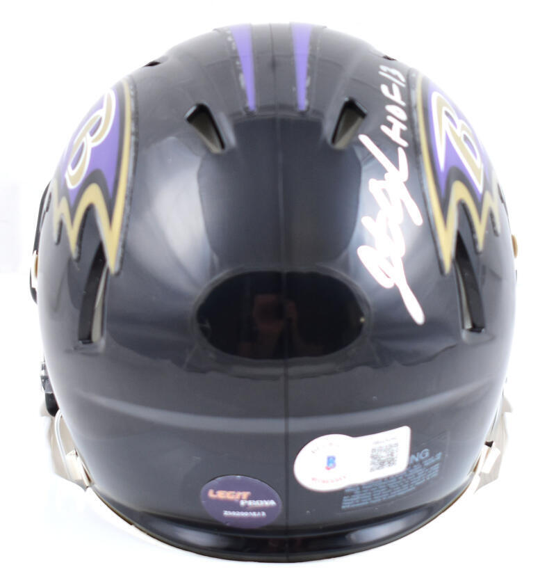Jonathan Ogden Autographed Baltimore Ravens Speed Mini Helmet w/HOF - Beckett W