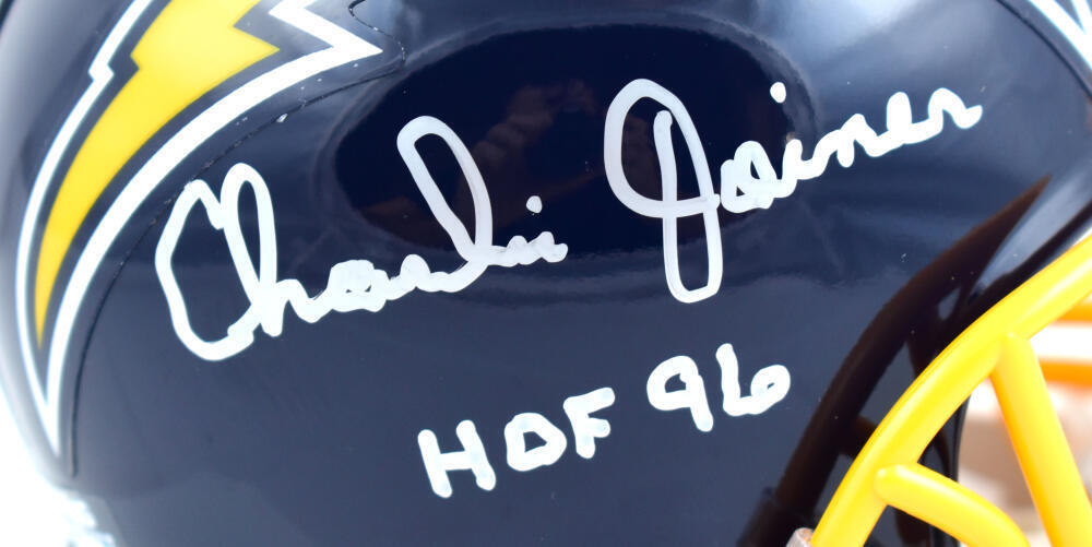 Charlie Joiner Autographed Chargers 74-87 Mini Helmet w/ HOF- Beckett W Holo