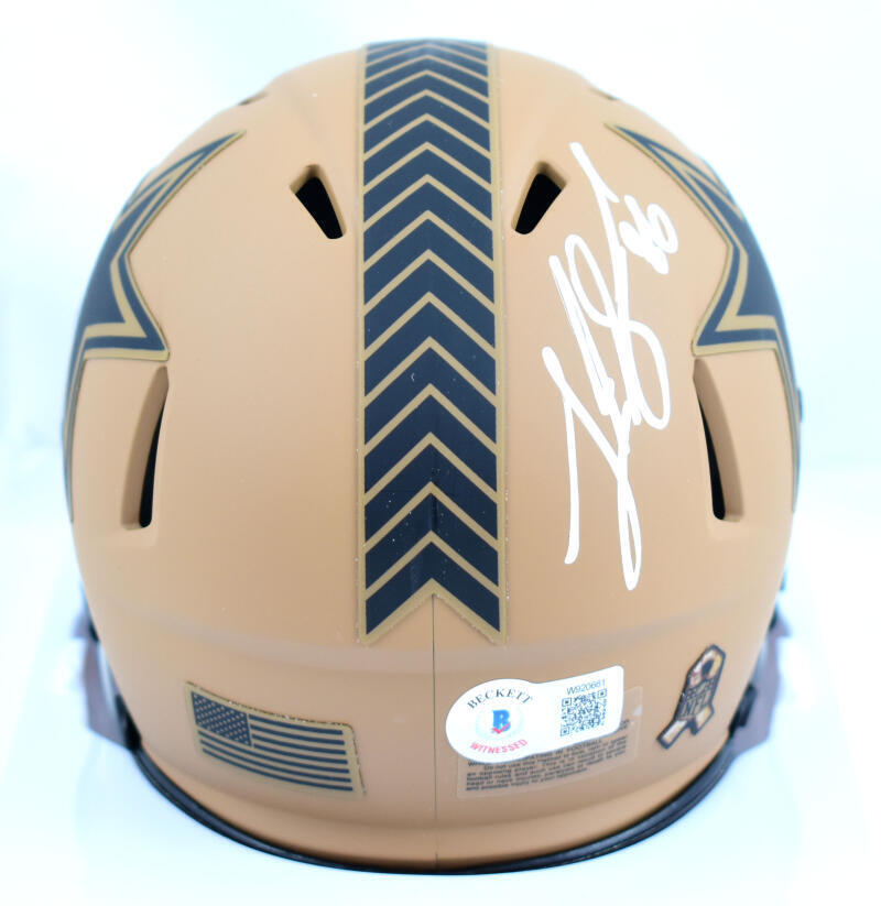 Luke Schoonmaker Signed Cowboys Salute to Service 2023 Speed Mini Helmet-Beckett